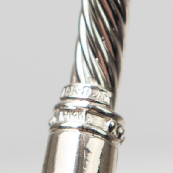 14K White Gold + 925 Sterling Silver Cable Buckle Bracelet Designer Style - Picture 9 of 9